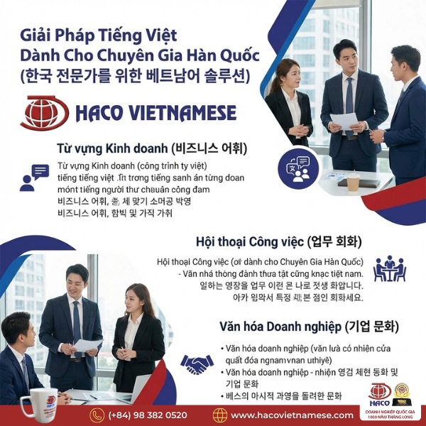 Tiếng Việt cho chuyên gia Hàn Quốc tại Việt Nam